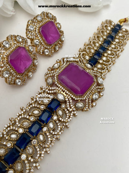 Paloma Sabyasachi inspired Premium Quality Moissanite Kundan and American Diamond choker set