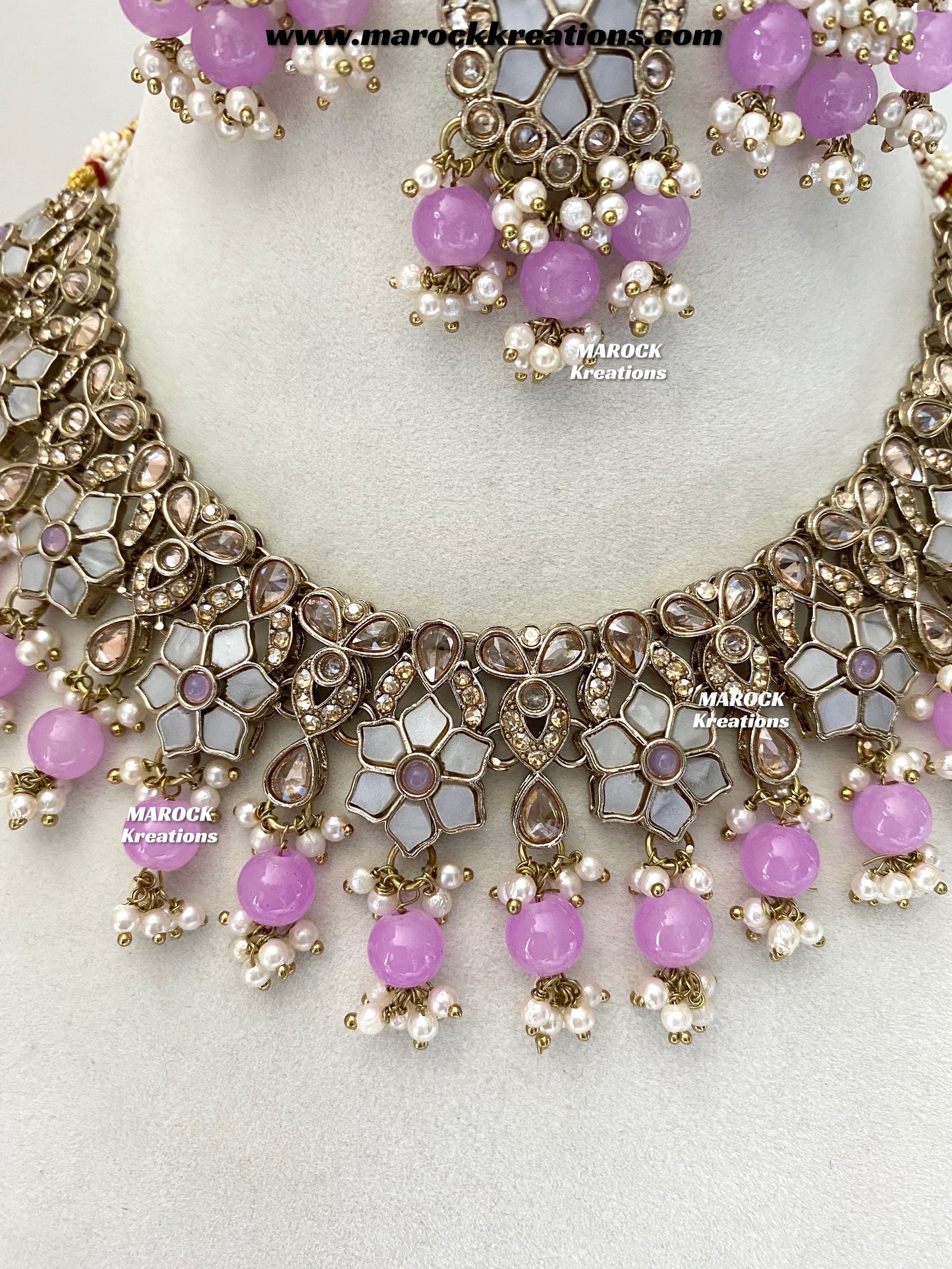 Arpan Antique Gold Polki MOP Statement Necklace set
