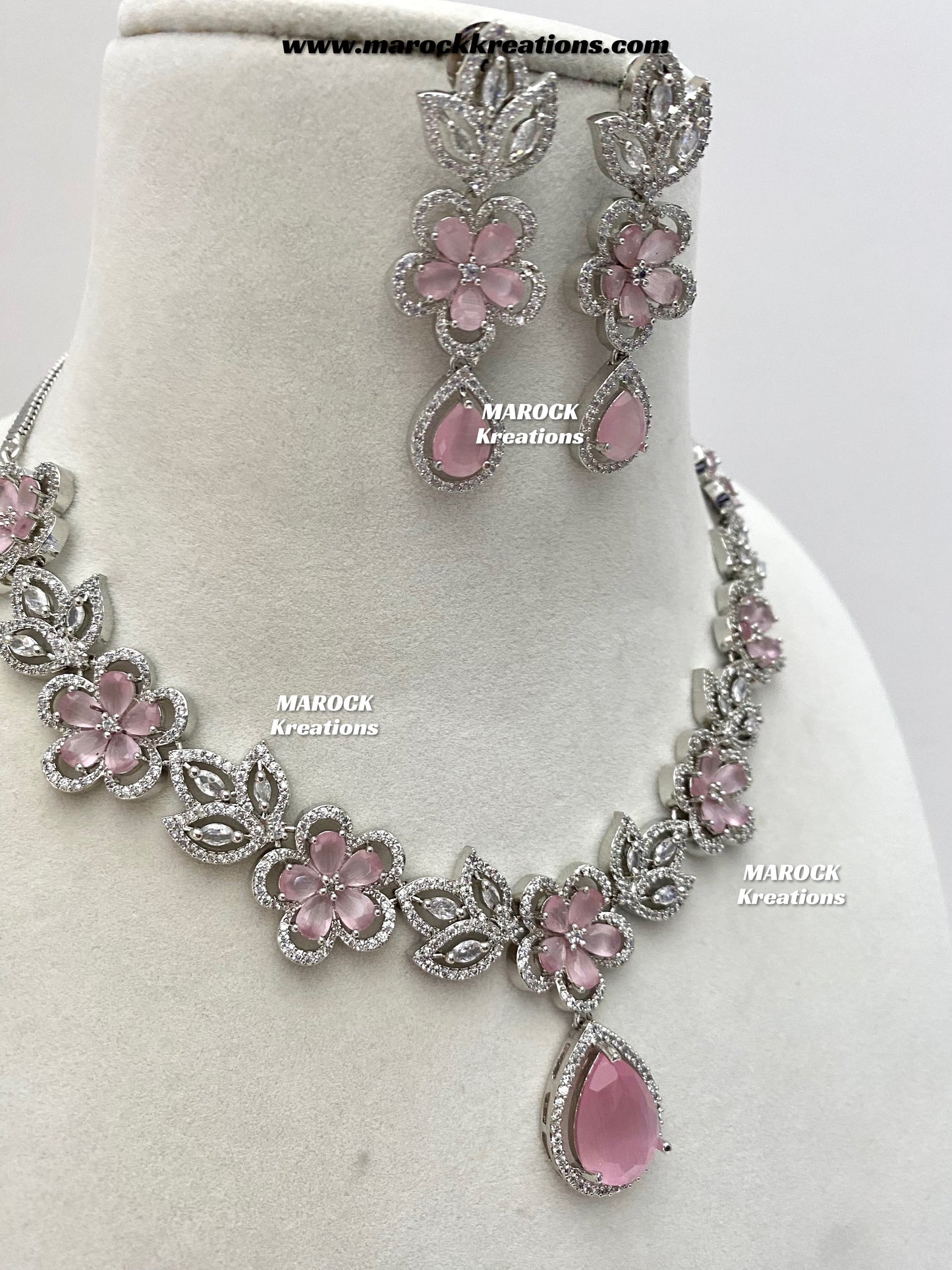 Sibani Silver American Diamond Necklace set