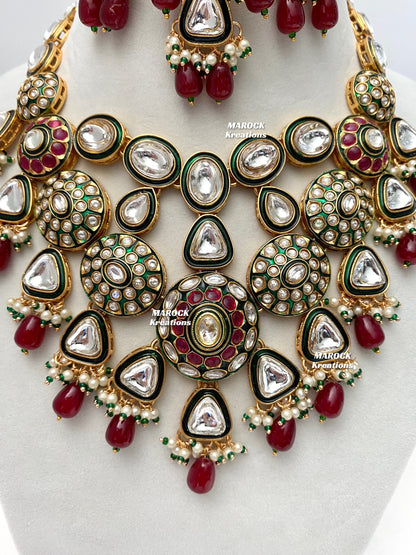 Amisha Premium Quality Kundan Meenakari Statement Necklace set