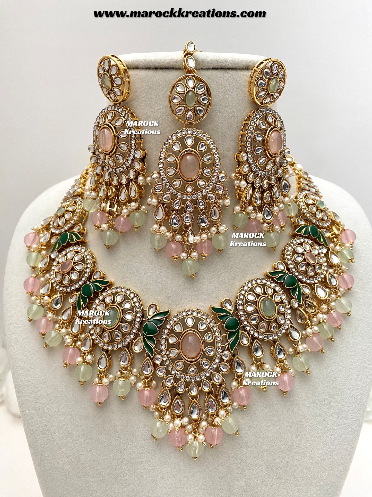 Iqra Premium Quality Kundan Meenakari Statement Necklace set