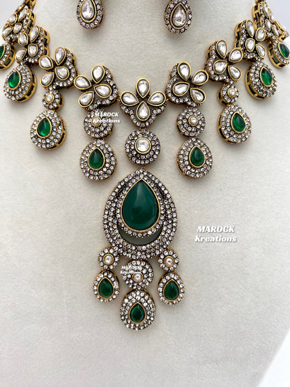Sanjna Victorian Kundan Statement Necklace set