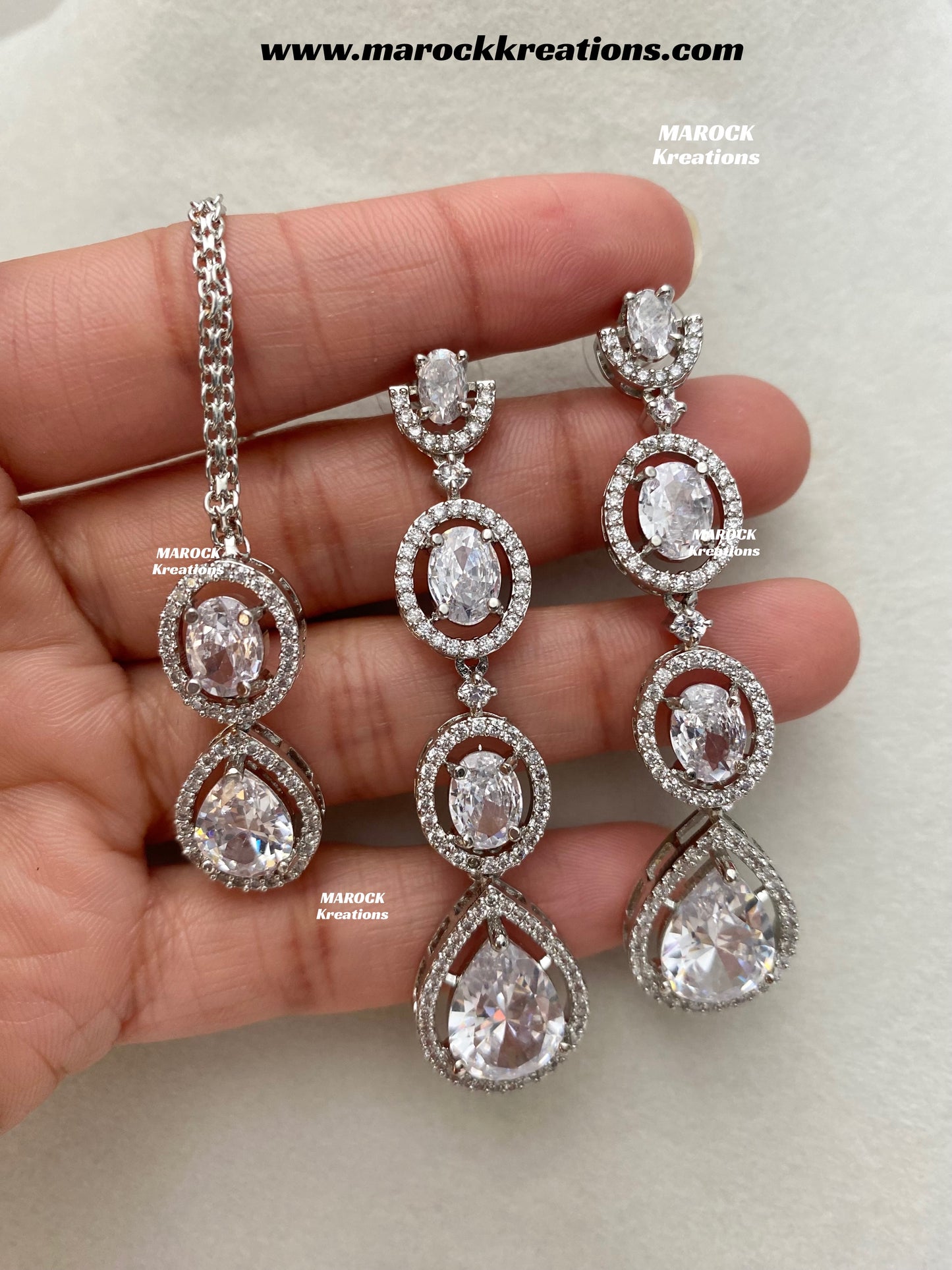 Gannat Silver American Diamond Necklace set