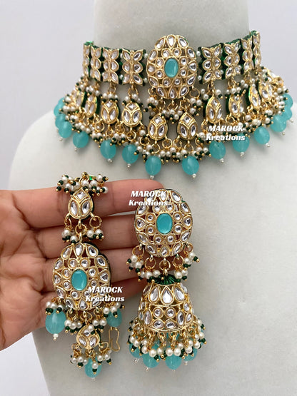 Premium Quality Thappa Kundan Statement Choker set