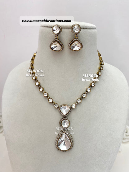 Premium Quality Moissanite Kundan Necklace set