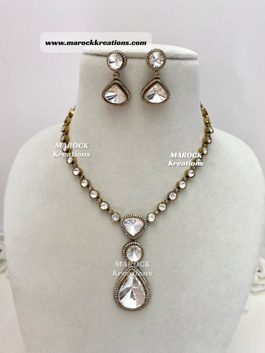 Premium Quality Moissanite Kundan Necklace set