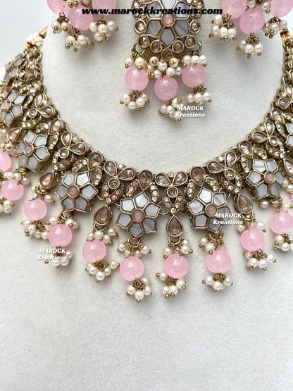 Arpan Antique Gold Polki MOP Statement Necklace set