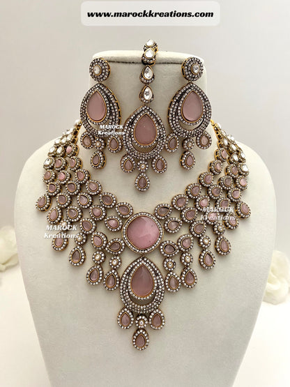 Sarah Bollywood style Victorian Monalisa Statement Necklace set