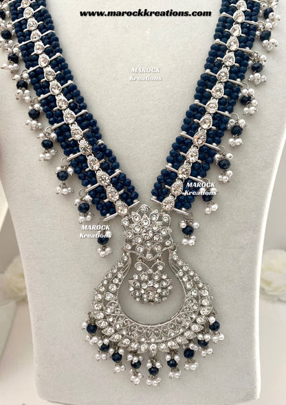 Sarwat Premium Quality Pakistani Silver Navy Blue Bridal set/bridal jewelry