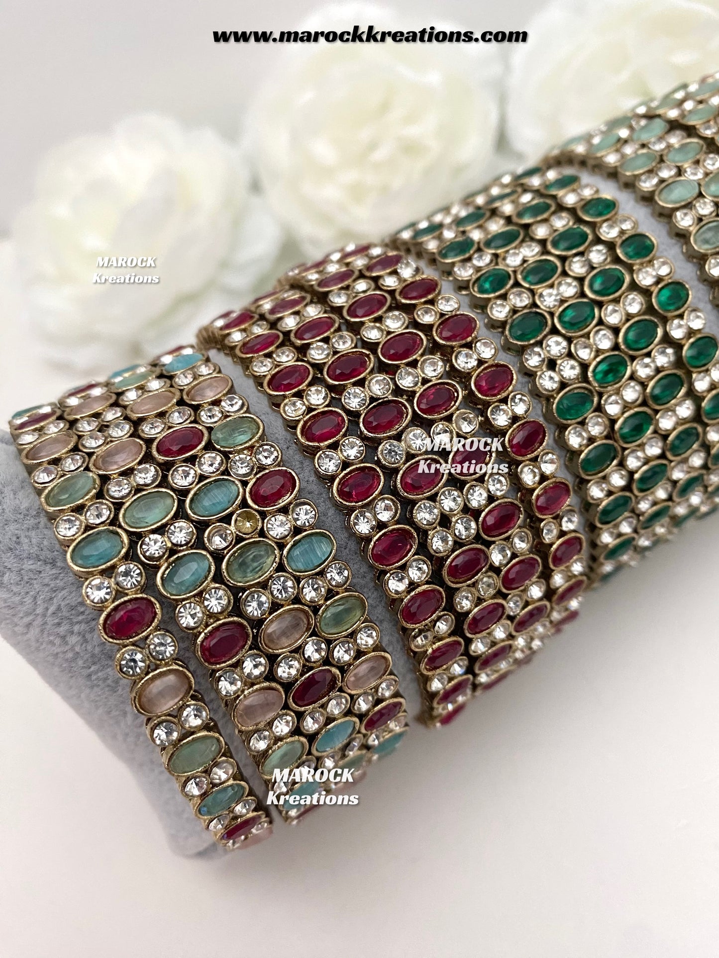 Premium Quality Monalisa stones Bangles/Kade (Set of 4)