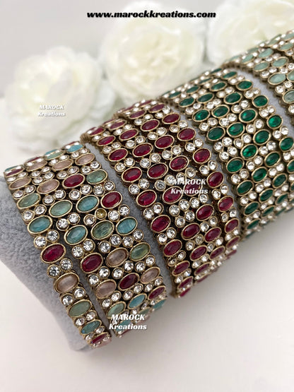 Premium Quality Monalisa stones Bangles/Kade (Set of 4)