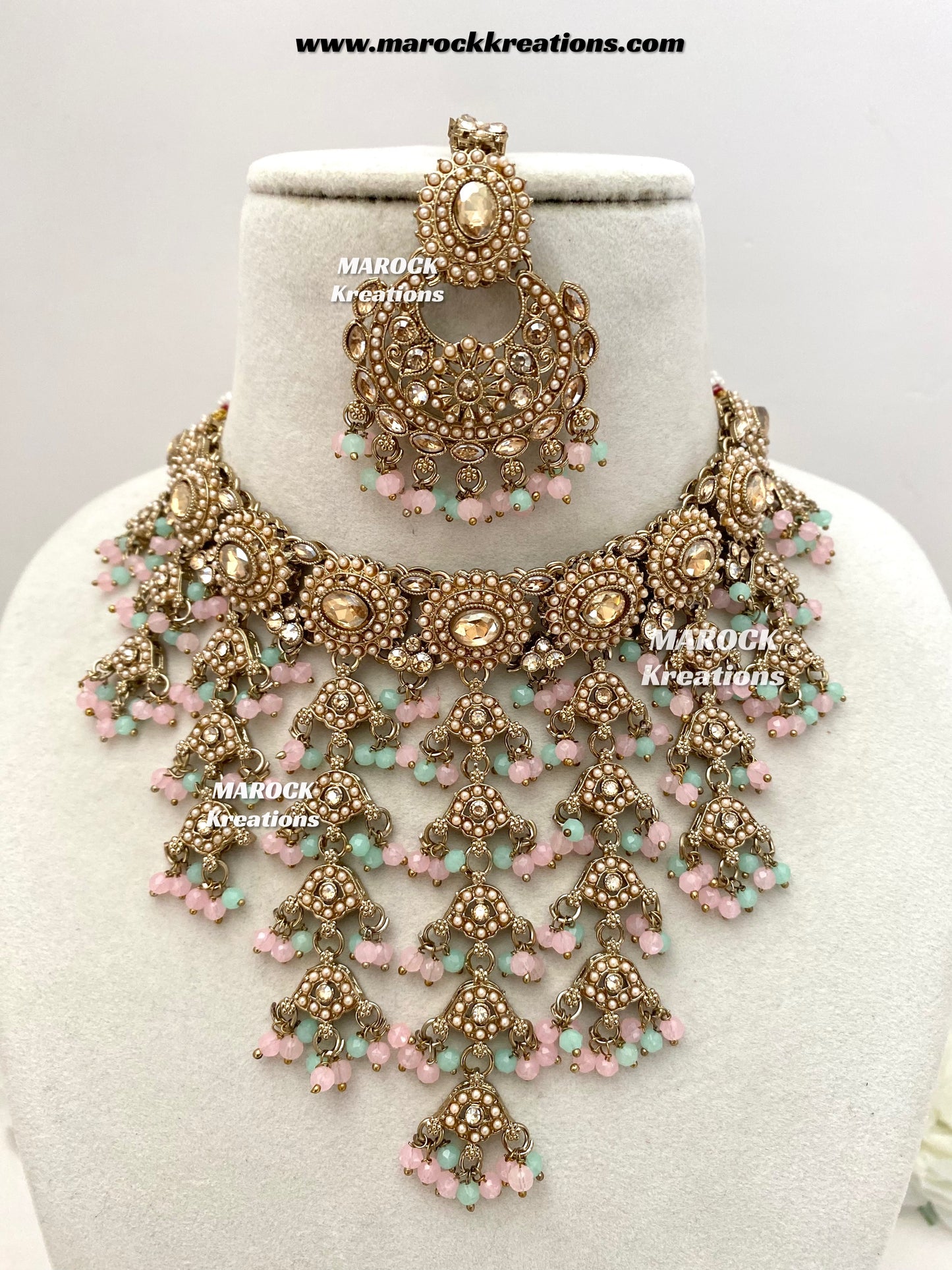 Shaya Antique Gold Polki waterfall Choker set