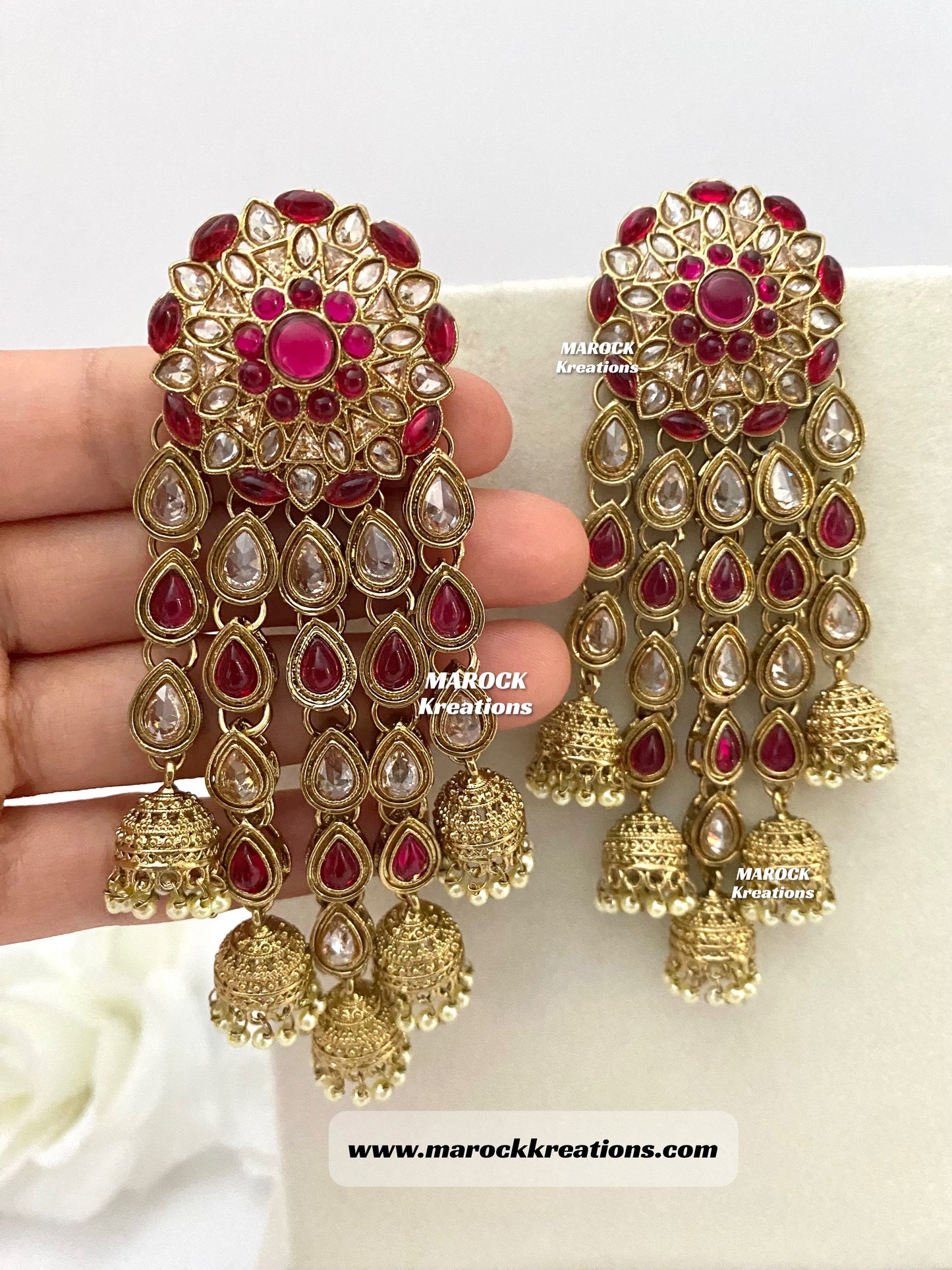 Bollywood style High Quality Antique Gold Polki Statement Earrings