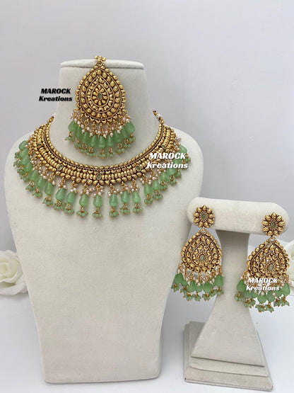 Trendy Gold plated traditional necklace sets/Elegant gold look necklace sets.