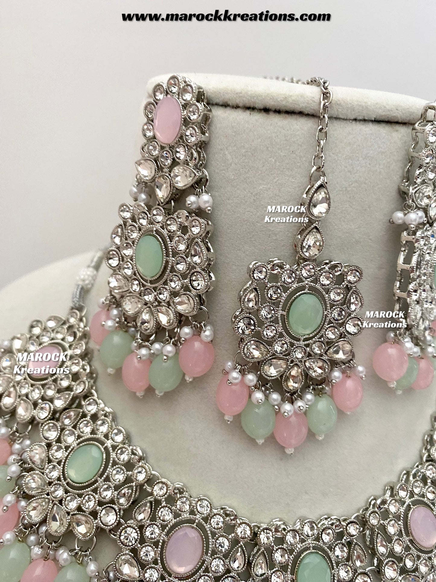 Naina Silver Stone Necklace set