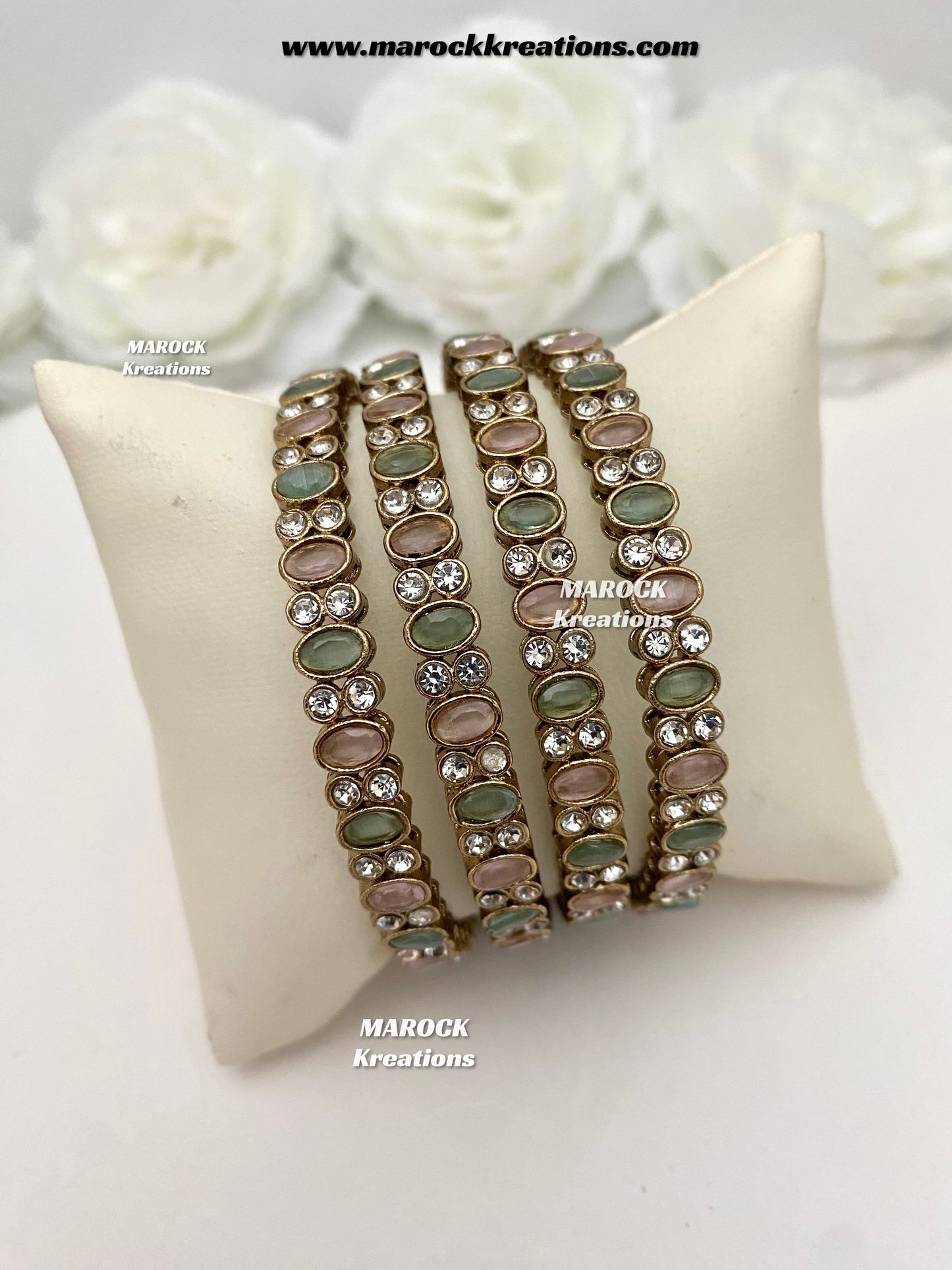 Premium Quality Monalisa stones Bangles/Kade (Set of 4)