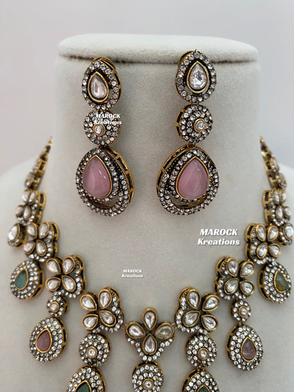 Sanjna Victorian Kundan Statement Necklace set