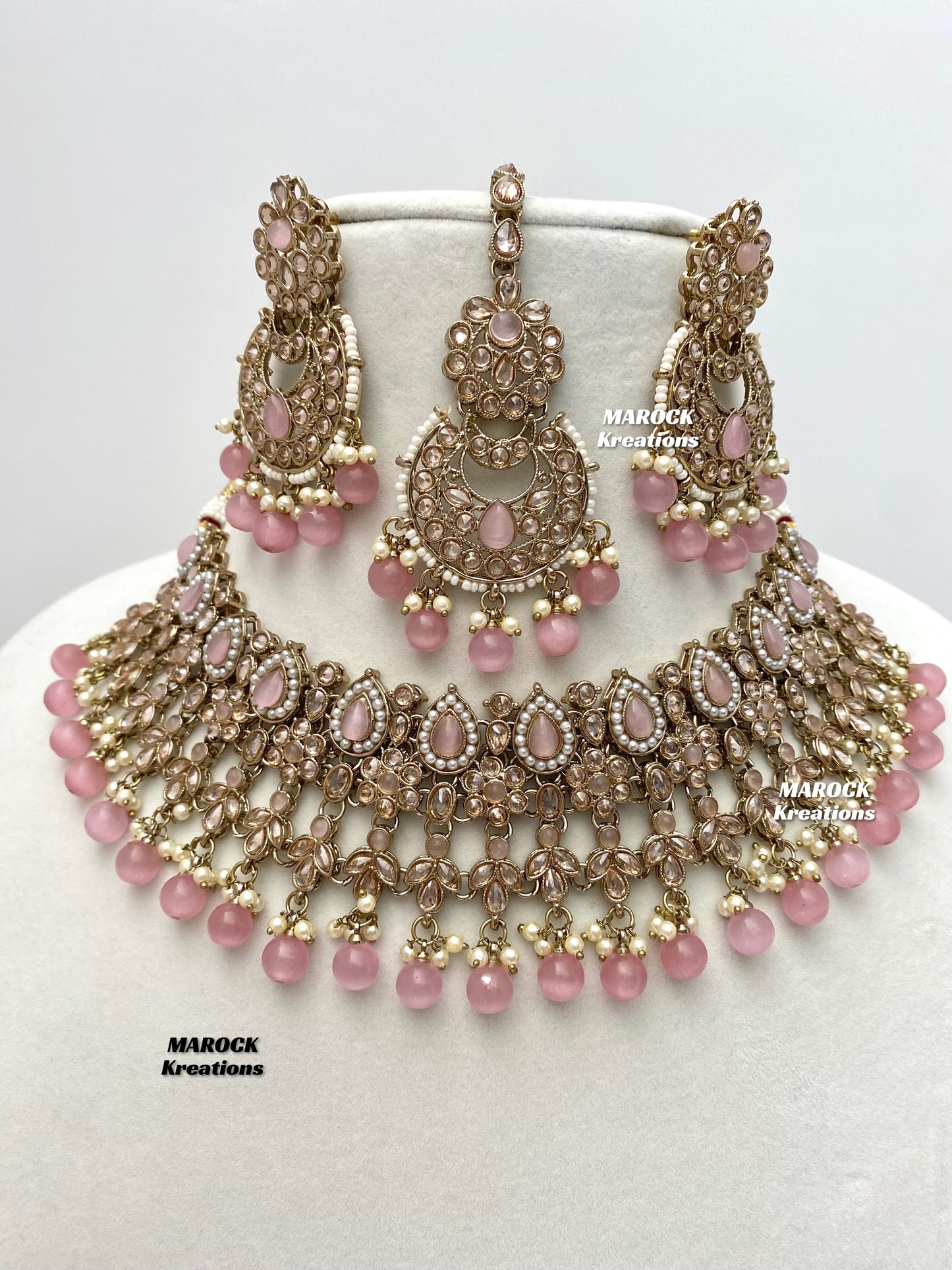 Sadhna Antique Gold Polki Necklace set