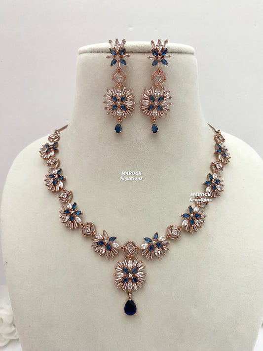 Rose Gold American Diamond Necklace set