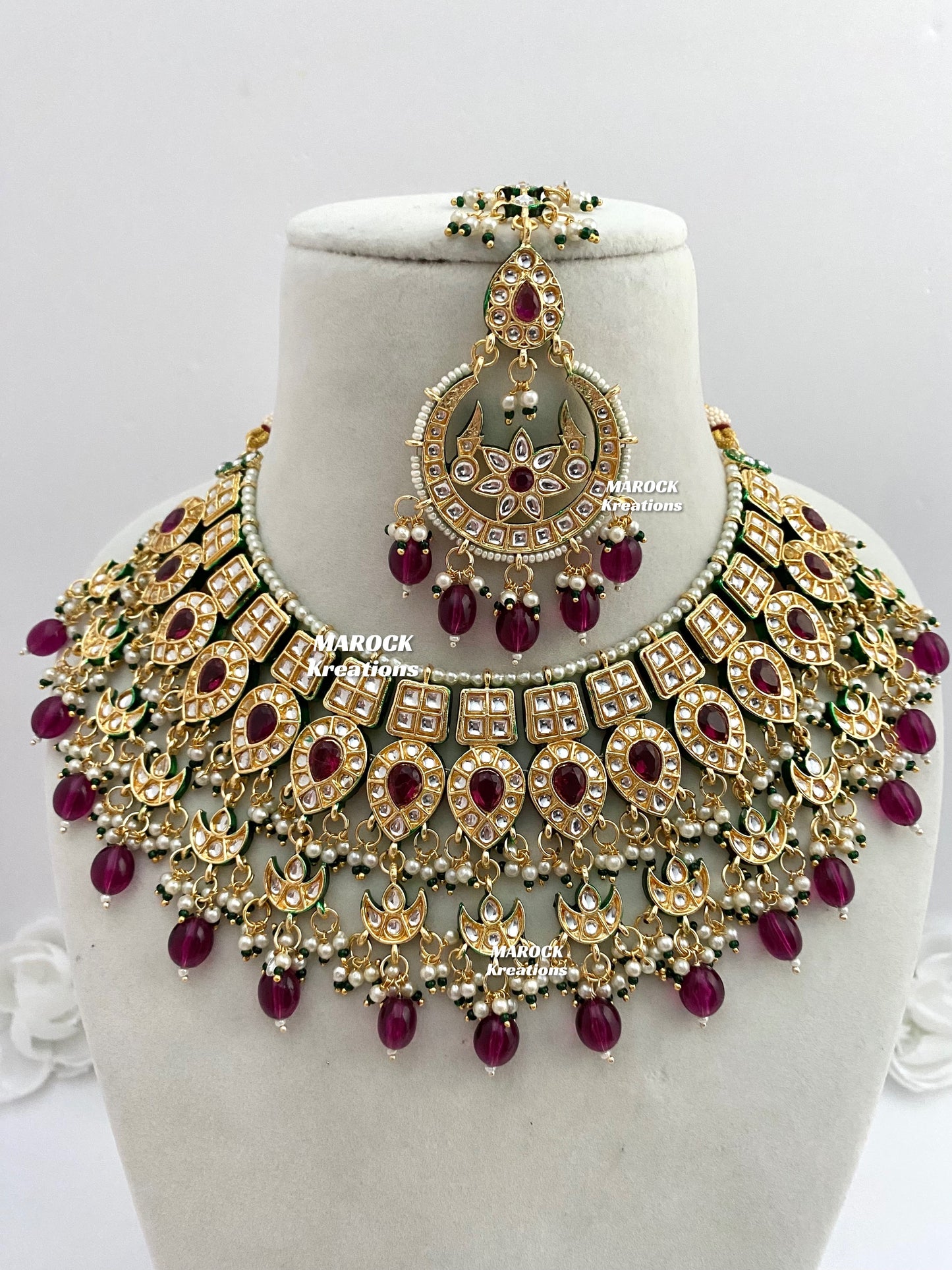 Premium Quality Thappa Kundan Statement Necklace set