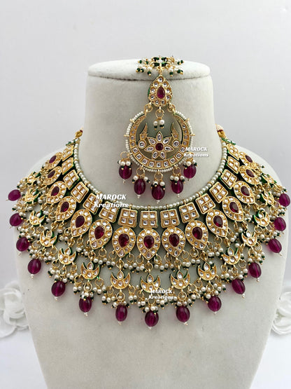 Premium Quality Thappa Kundan Statement Necklace set