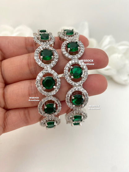 Silver American Diamond Bangles/Kade