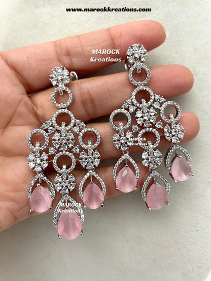Anshika Silver American Diamond Necklace set