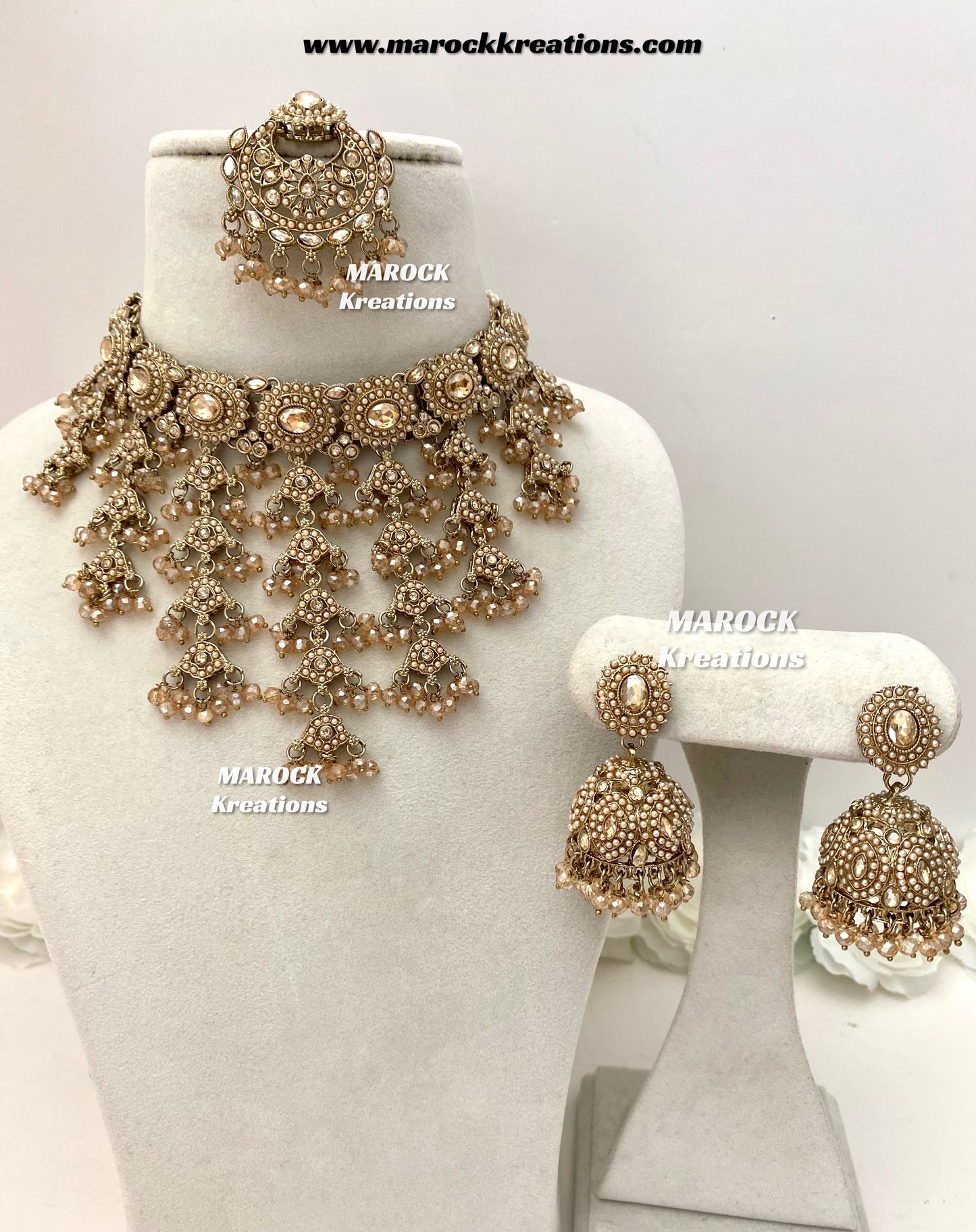 Shaya Antique Gold Polki waterfall Choker set