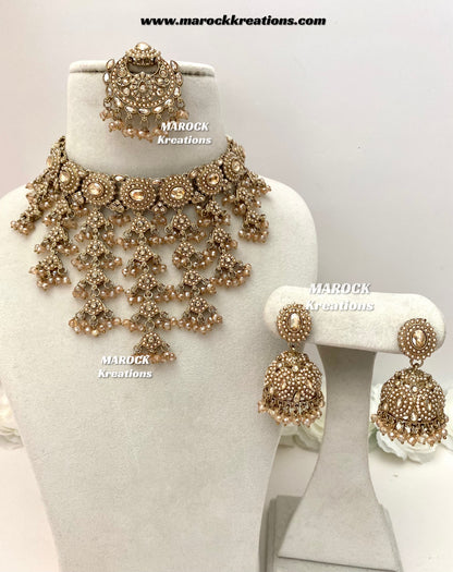 Shaya Antique Gold Polki waterfall Choker set
