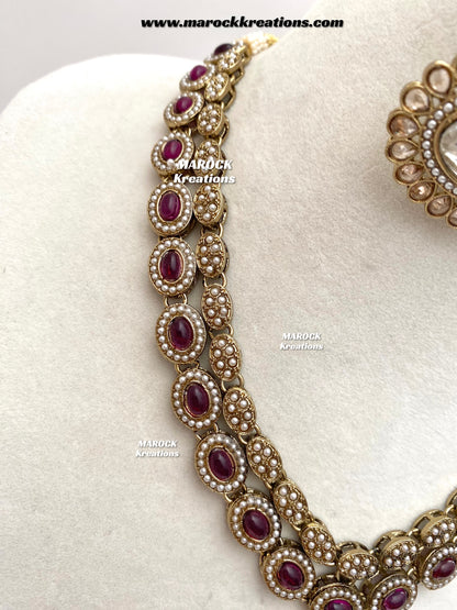 Nadira Kundan Polki double layer Necklace set
