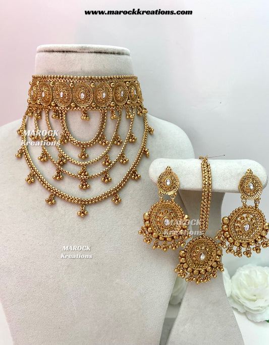 Sadia Premium Quality Gold plated statement choker set