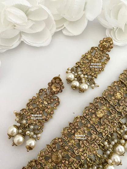 Antique Gold Pakistani Choker set