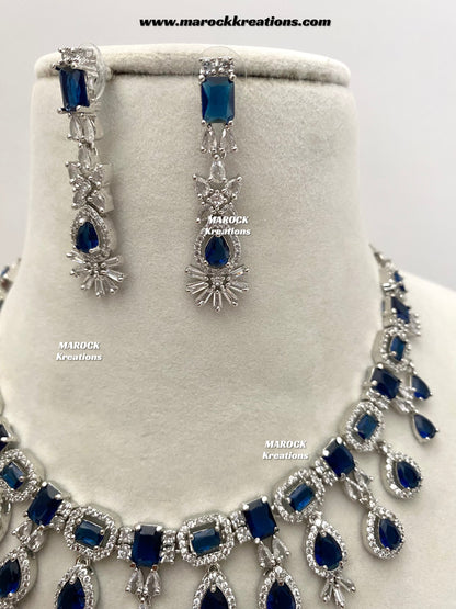Erica Silver American Diamond Necklace set