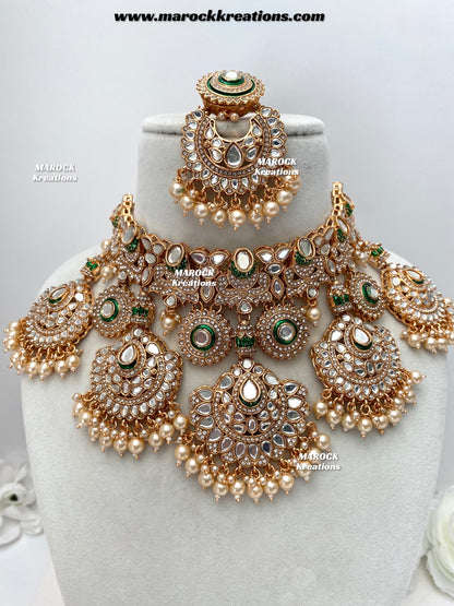 Sareela Premium Quality Rose gold uncut kundan Statement Bridal set