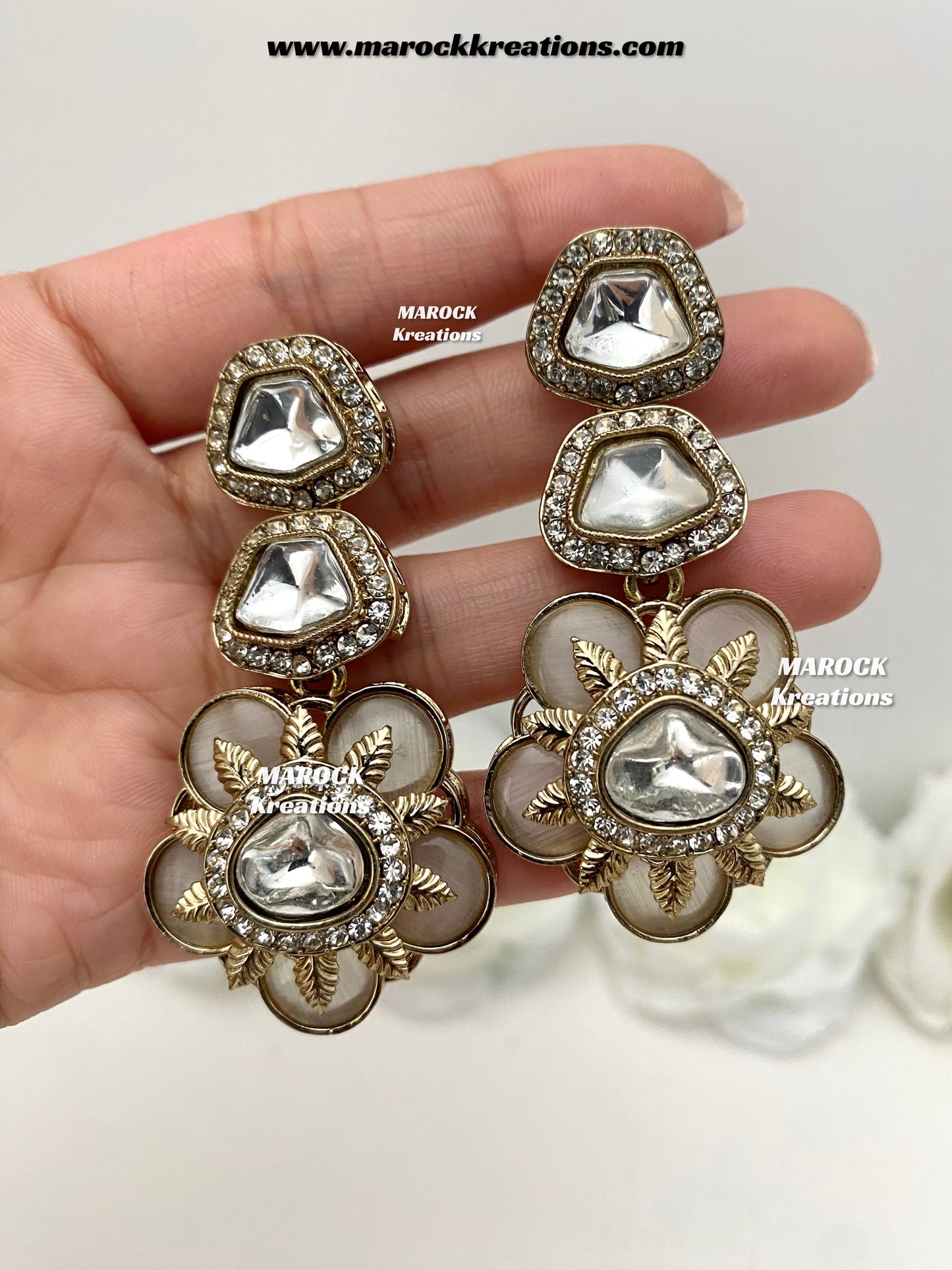 Kruti Sabyasachi inspired Mother of pearls Statement Earrings