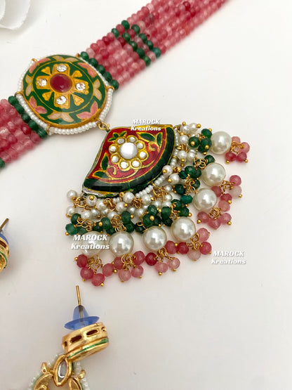 Mannat Kundan Meenakari Statement Choker set