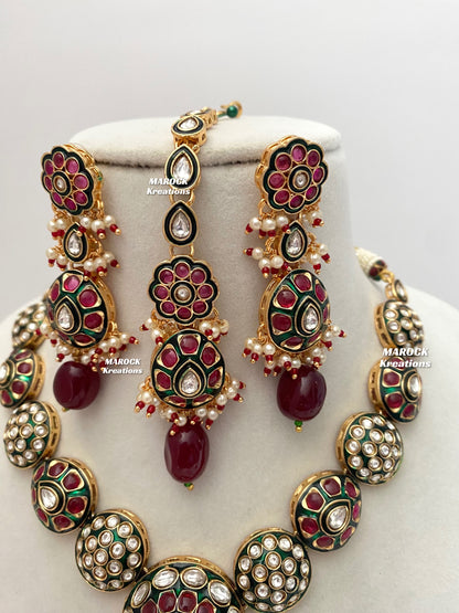 Akriti Premium Quality uncut Kundan Statement Necklace set