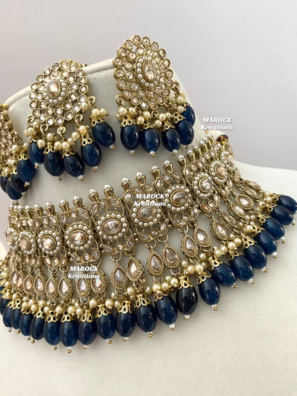 Antique Gold Polki choker sets