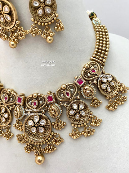 Rafia Premium Quality Gold plated Kundan exclusive Necklace set