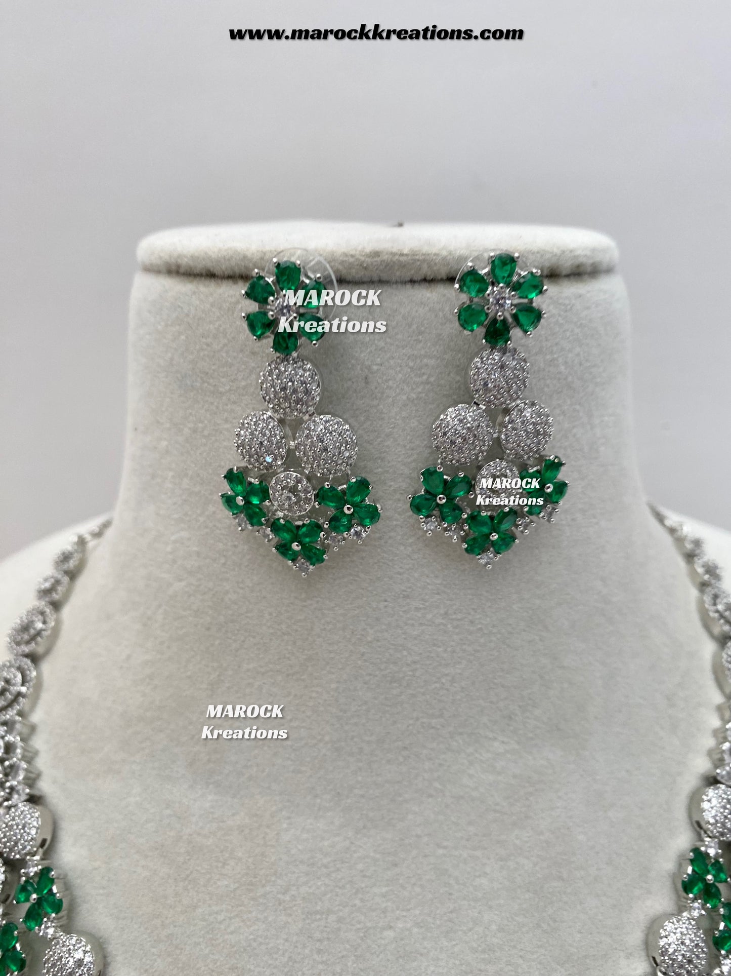 Kristin Silver American Diamond triple layer Necklace set