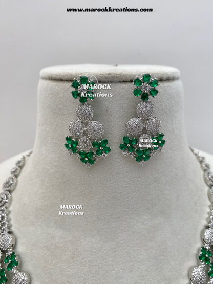 Kristin Silver American Diamond triple layer Necklace set