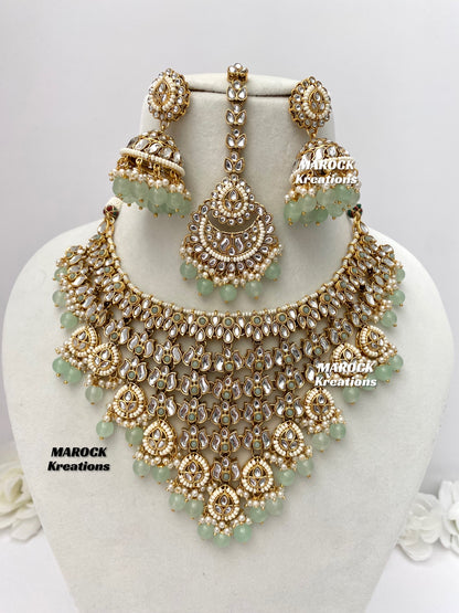 Fine Kundan V-shape Statement Necklace set