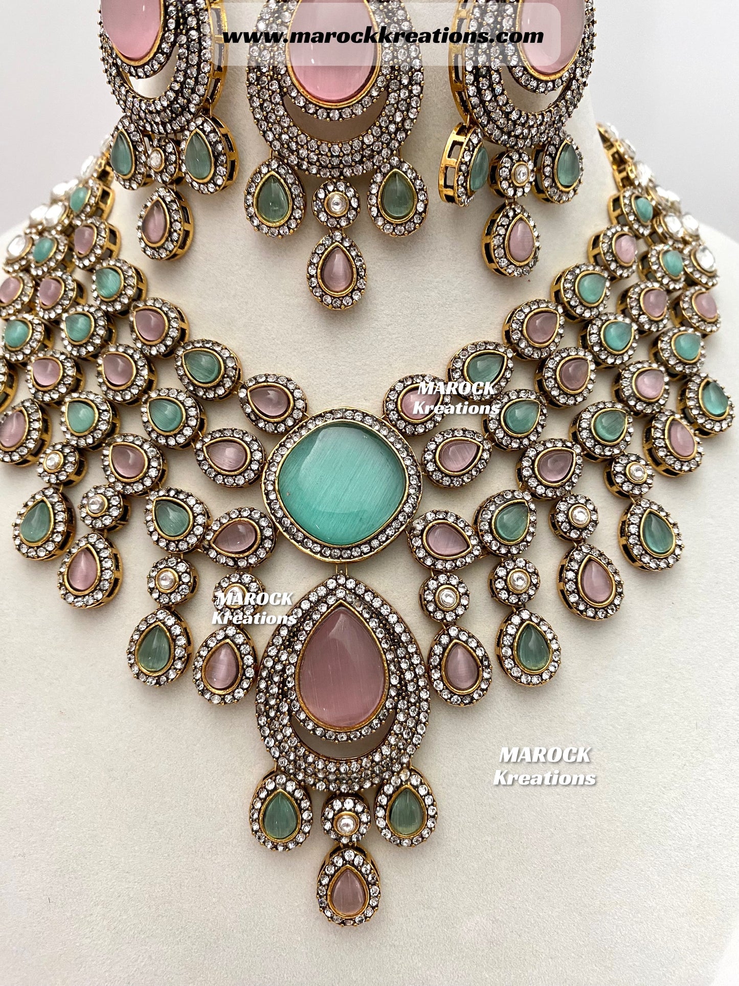 Sarah Bollywood style Victorian Monalisa Statement Necklace set