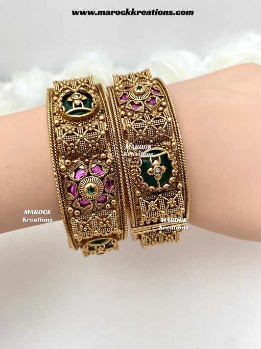 Shikha Premium Quality Gold plated handcrafted Meenakari openable screw statement kade/bangles
