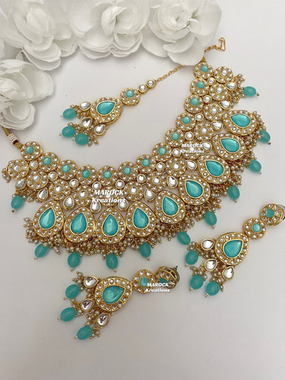 Premium Quality Thappa Kundan Necklace set