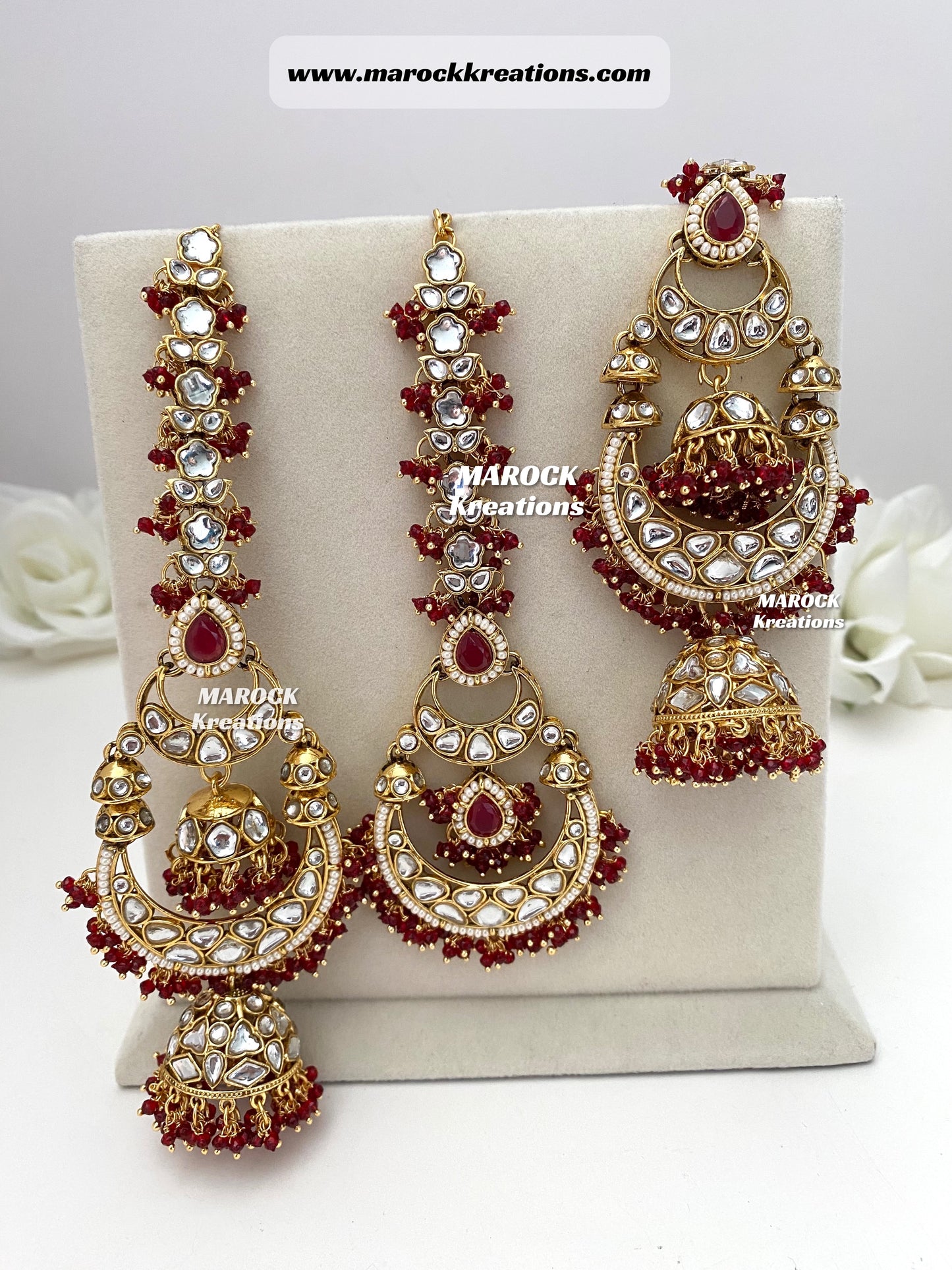 Premium Quality Kundan Oversized Statement Jhumki Earrings and tikka set