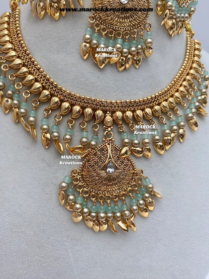 Diya Premium Quality Gold Plated peepal patti necklace set