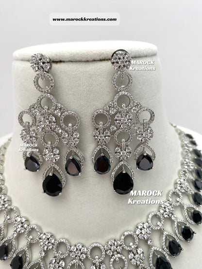 Anshika Silver American Diamond Necklace set
