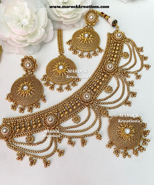 Anusha Premium Quality Gold plated statement choker set