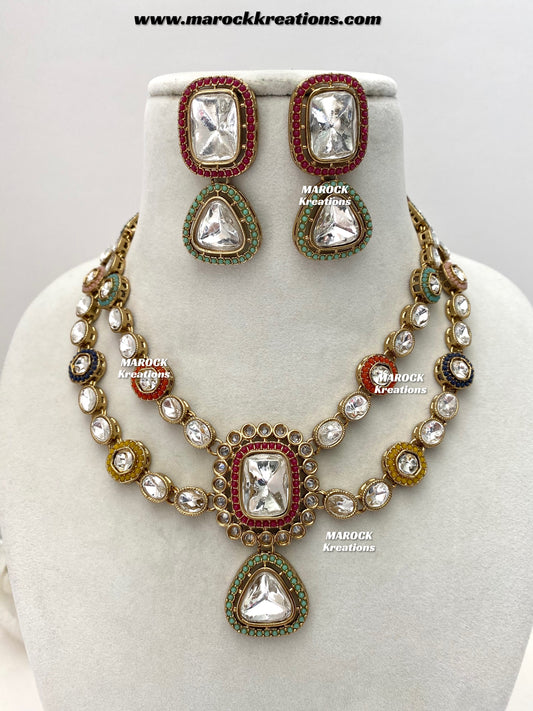 Saba Premium Quality Kundan statement necklace set